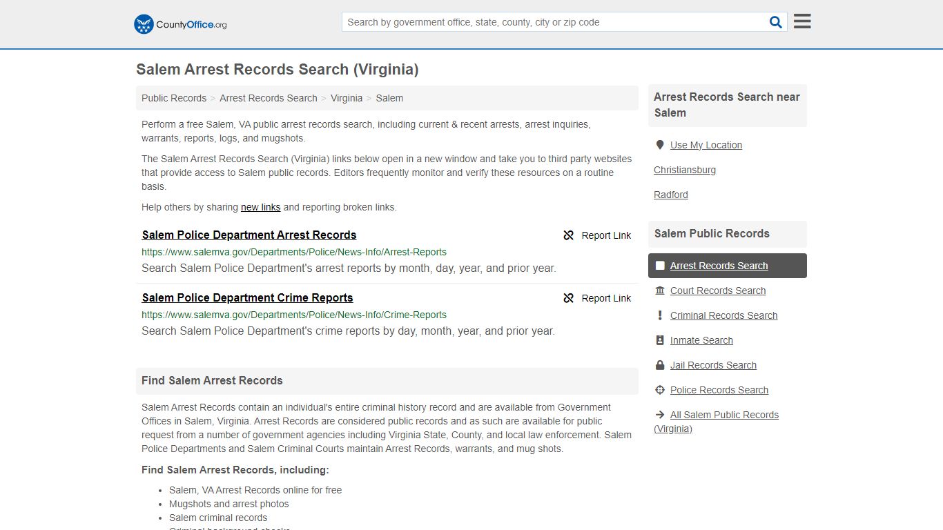 Arrest Records Search - Salem, VA (Arrests & Mugshots)