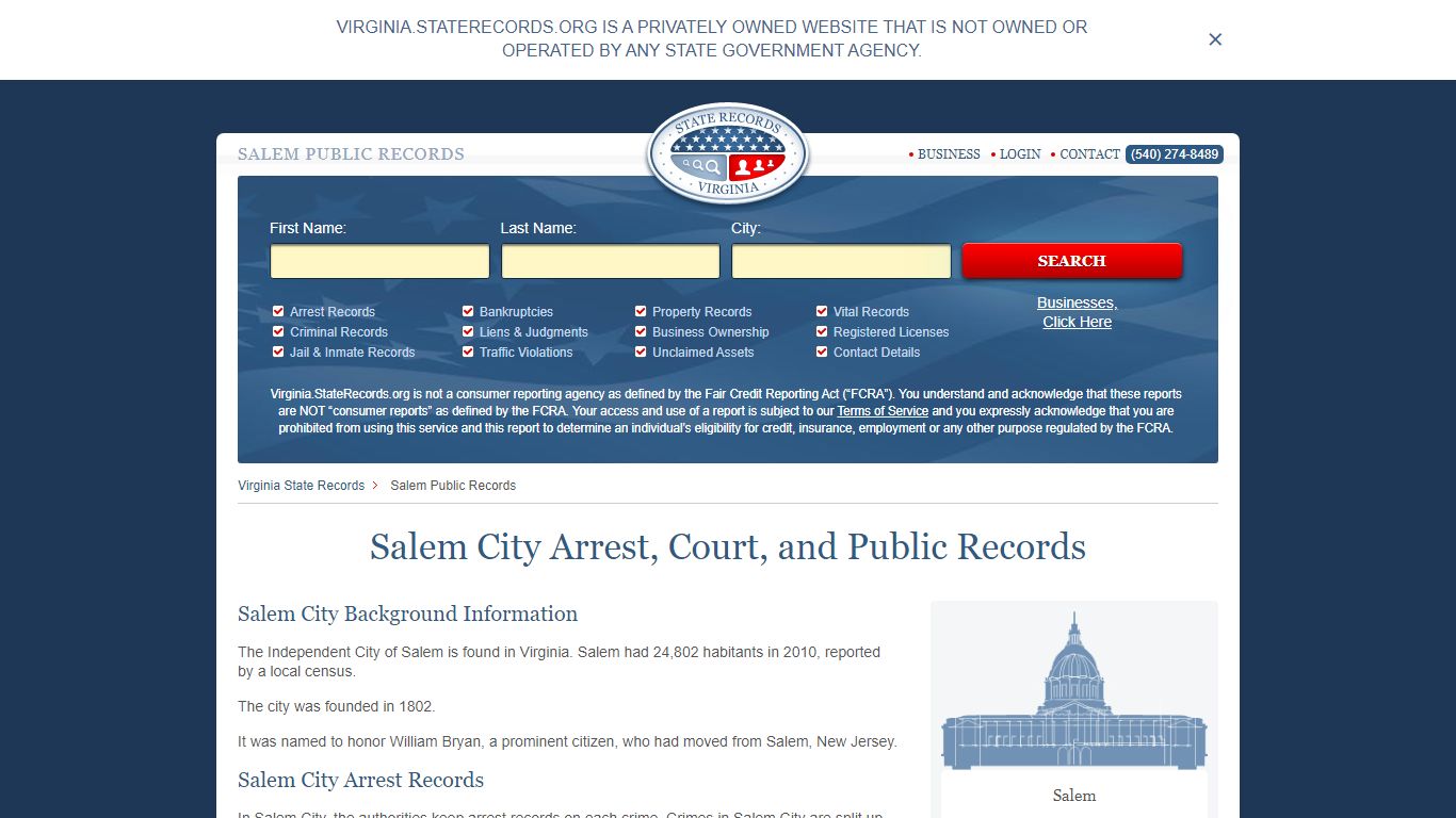 Salem Arrest and Public Records | Virginia.StateRecords.org